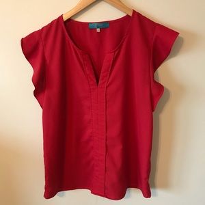 🍋 2 for 15 Francesca’s red ruffle short sleeve